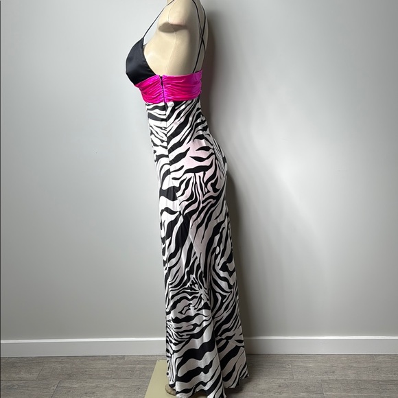 Cache Black and Pink satin Zebra Print Maxi Dress - Picture 6 of 11